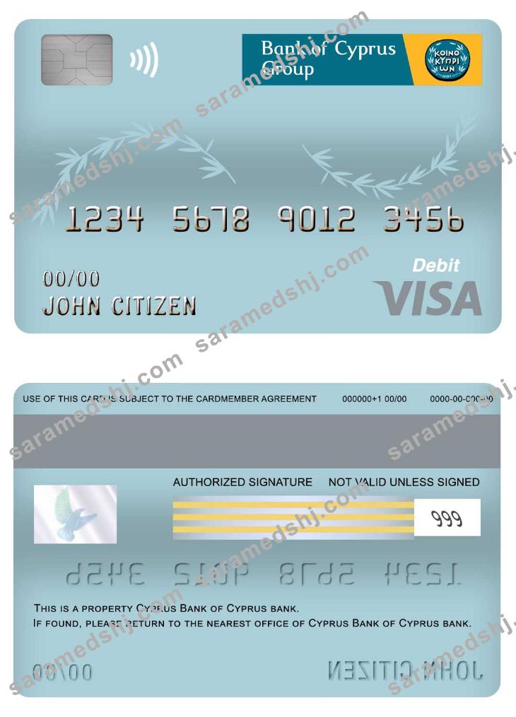 Cyprus Bank of Cyprus visa debit card